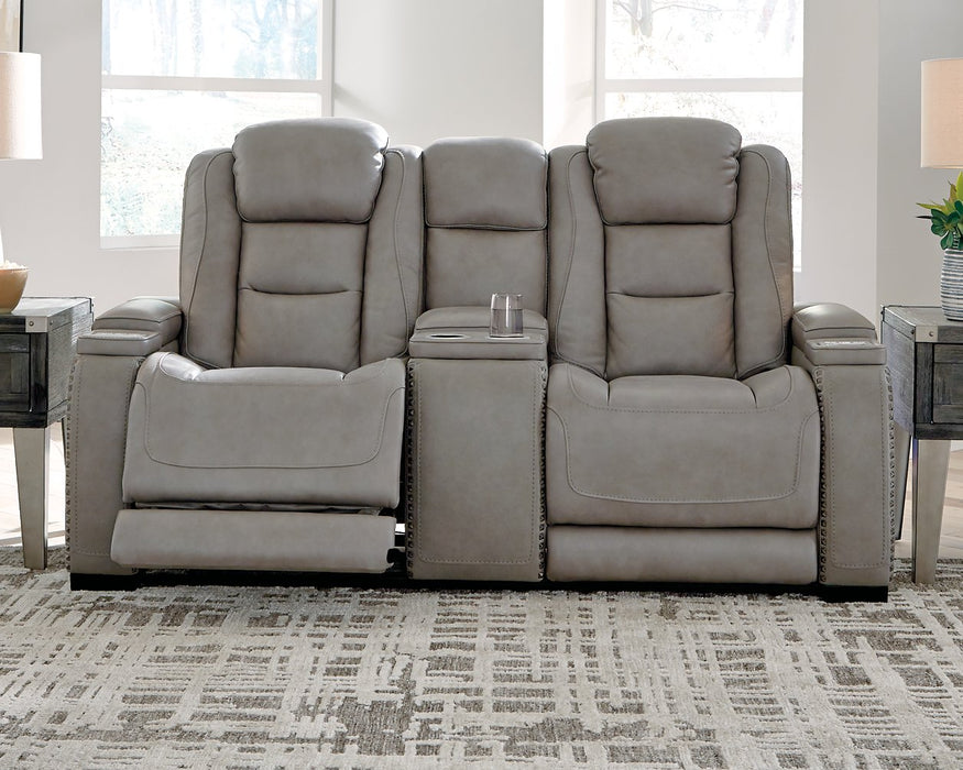 The Man-Den Power Reclining Loveseat with Console - Evans Furniture (CO)