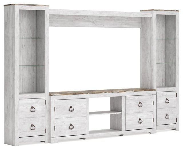 Willowton 4-Piece Entertainment Center - Evans Furniture (CO)