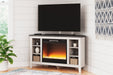 Dorrinson Corner TV Stand with Electric Fireplace - Evans Furniture (CO)