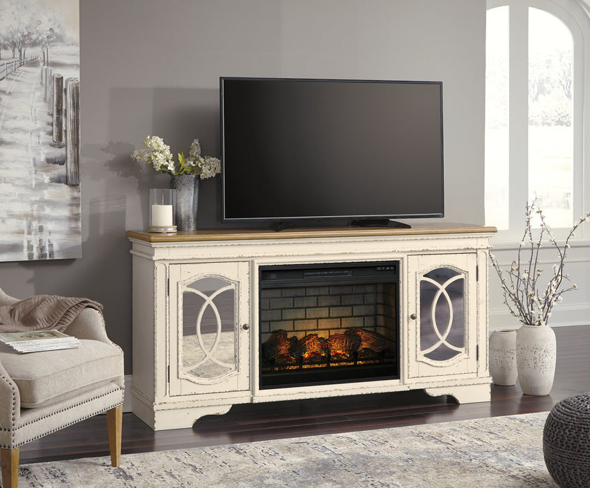 Realyn 74" TV Stand with Electric Fireplace - Evans Furniture (CO)