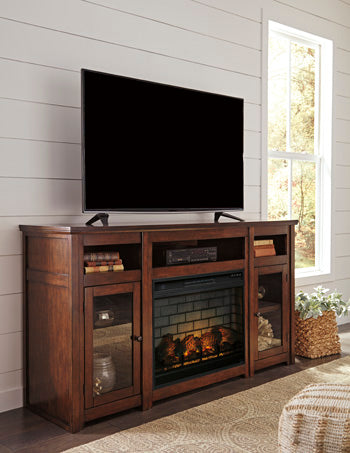 Harpan 72" TV Stand with Electric Fireplace - Evans Furniture (CO)